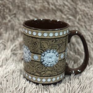 Western Moments Oversized Mug cowgirl jeweled tooled leather design ceramic mug